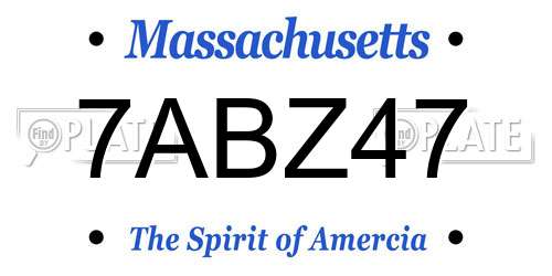 7ABZ47 Massachusetts License Plate