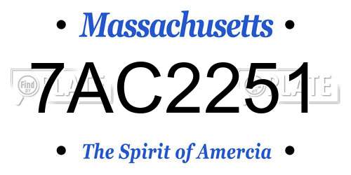 7AC2251 Massachusetts License Plate
