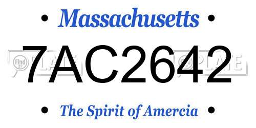7AC2642 Massachusetts License Plate