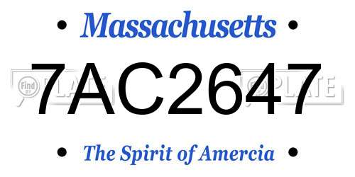 7AC2647 Massachusetts License Plate
