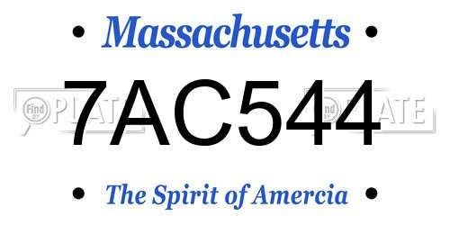 7AC544 Massachusetts License Plate
