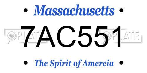 7AC551 Massachusetts License Plate