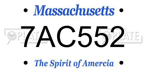 7AC552 Massachusetts License Plate