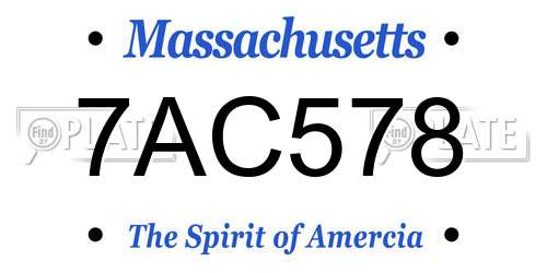7AC578 Massachusetts License Plate
