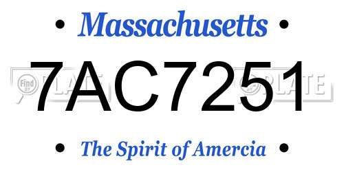 7AC7251 Massachusetts License Plate