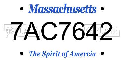 7AC7642 Massachusetts License Plate
