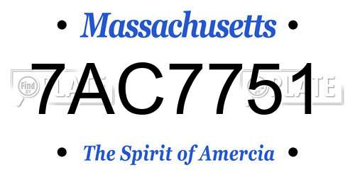 7AC7751 Massachusetts License Plate