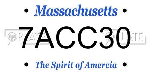 7ACC30 Massachusetts License Plate