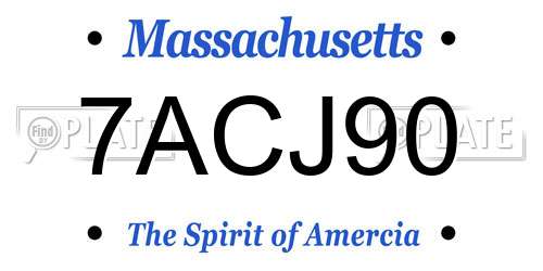 7ACJ90 Massachusetts License Plate