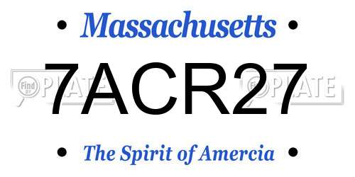 7ACR27 Massachusetts License Plate