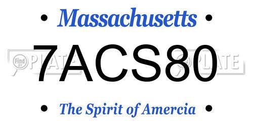 7ACS80 Massachusetts License Plate