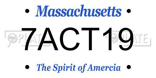 7ACT19 Massachusetts License Plate