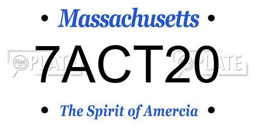 7ACT20 Massachusetts License Plate