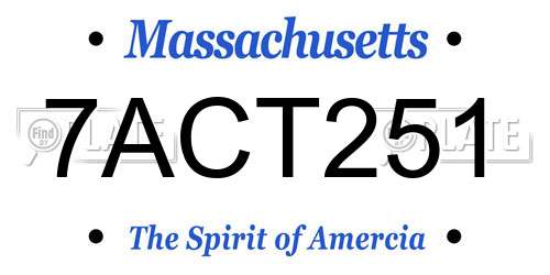 7ACT251 Massachusetts License Plate