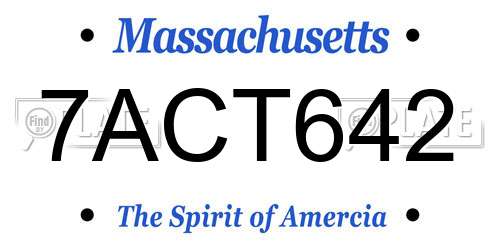 7ACT642 Massachusetts License Plate