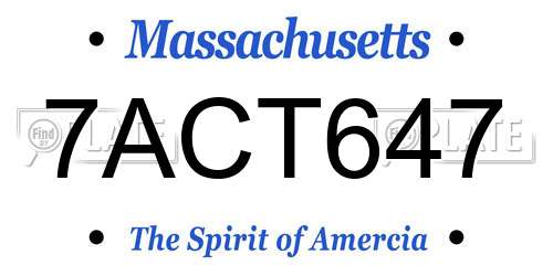7ACT647 Massachusetts License Plate