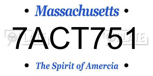 7ACT751 Massachusetts License Plate