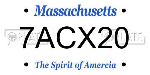 7ACX20 Massachusetts License Plate