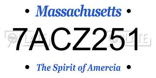7ACZ251 Massachusetts License Plate