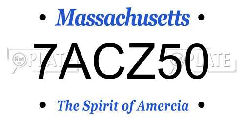 7ACZ50 Massachusetts License Plate
