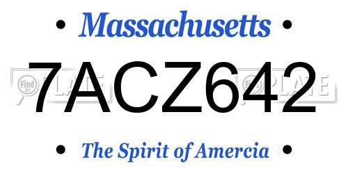 7ACZ642 Massachusetts License Plate