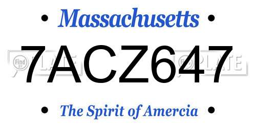 7ACZ647 Massachusetts License Plate