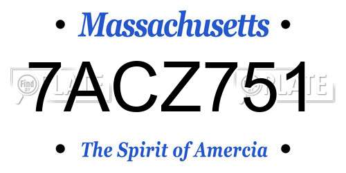 7ACZ751 Massachusetts License Plate