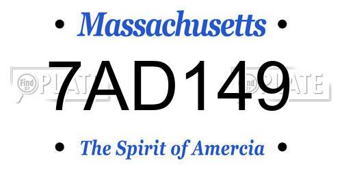 7AD149 Massachusetts License Plate