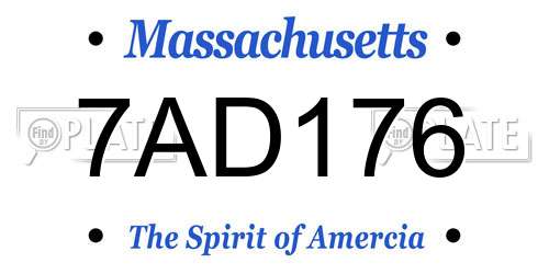 7AD176 Massachusetts License Plate