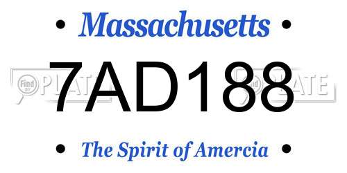 7AD188 Massachusetts License Plate