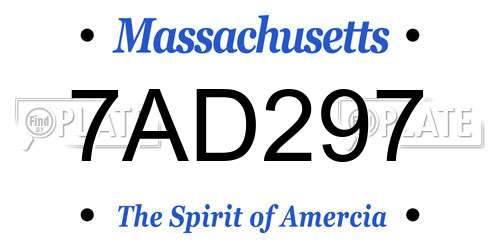 7AD297 Massachusetts License Plate
