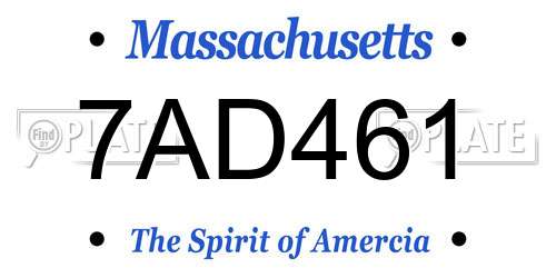 7AD461 Massachusetts License Plate