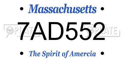 7AD552 Massachusetts License Plate