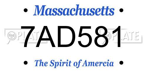 7AD581 Massachusetts License Plate