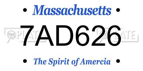 7AD626 Massachusetts License Plate
