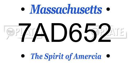 7AD652 Massachusetts License Plate