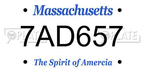 7AD657 Massachusetts License Plate