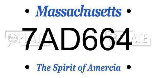 7AD664 Massachusetts License Plate