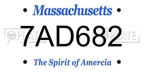 7AD682 Massachusetts License Plate