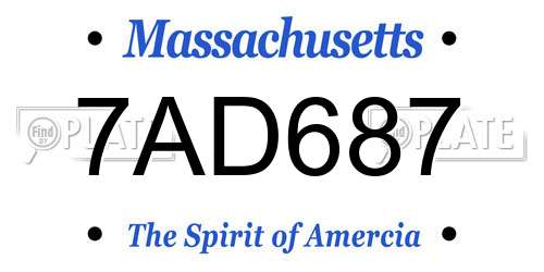 7AD687 Massachusetts License Plate