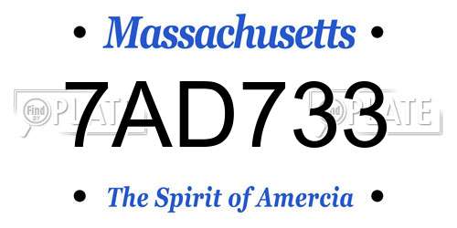 7AD733 Massachusetts License Plate