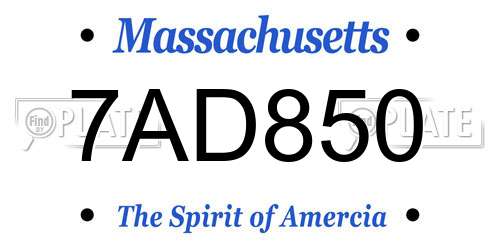 7AD850 Massachusetts License Plate