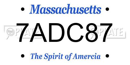 7ADC87 Massachusetts License Plate