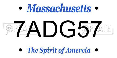 7ADG57 Massachusetts License Plate