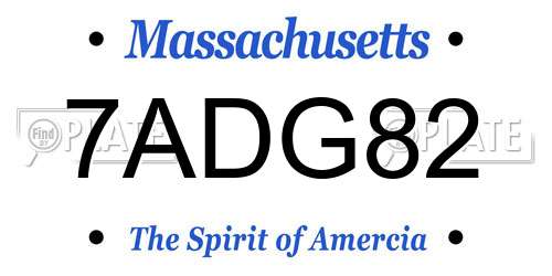 7ADG82 Massachusetts License Plate