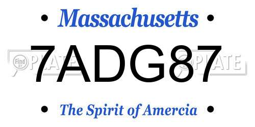7ADG87 Massachusetts License Plate