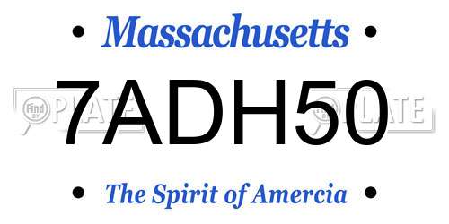 7ADH50 Massachusetts License Plate