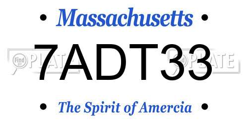 7ADT33 Massachusetts License Plate