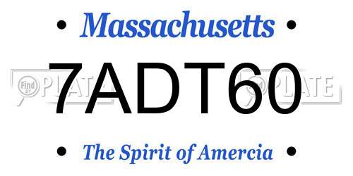 7ADT60 Massachusetts License Plate