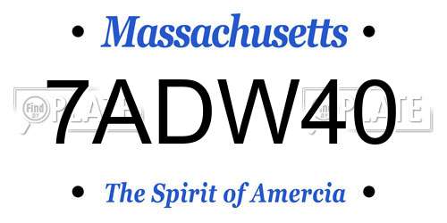 7ADW40 Massachusetts License Plate